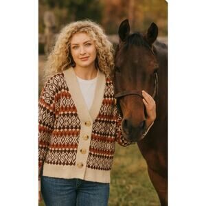 Shyanne Western Aztec Print Cardigan L - Boho Southwestern Cardigan